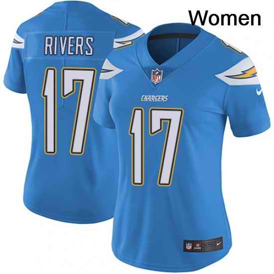 Womens Nike Los Angeles Chargers 17 Philip Rivers Electric Blue Alternate Vapor Untouchable Limited Player NFL Jersey